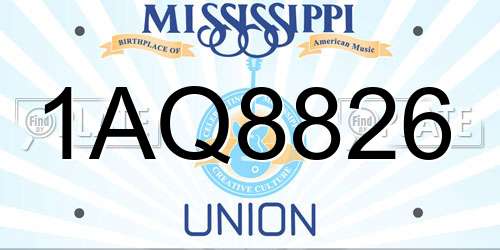 1AQ8826 Mississippi License Plate