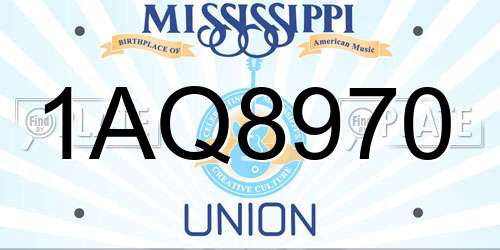 1AQ8970 Mississippi License Plate