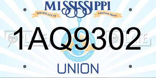 1AQ9302 Mississippi License Plate