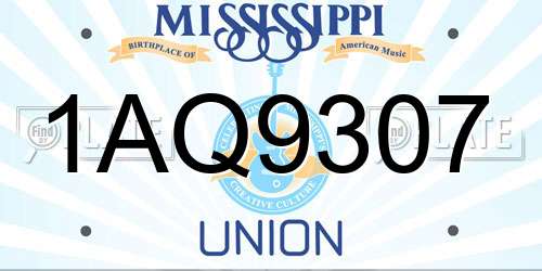 1AQ9307 Mississippi License Plate