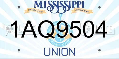 1AQ9504 Mississippi License Plate