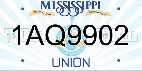 1AQ9902 Mississippi License Plate