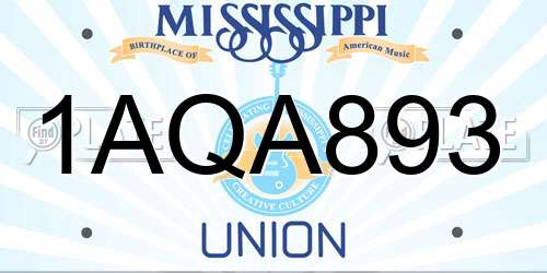 1AQA893 Mississippi License Plate