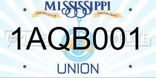 1AQB001 Mississippi License Plate