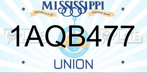 1AQB477 Mississippi License Plate