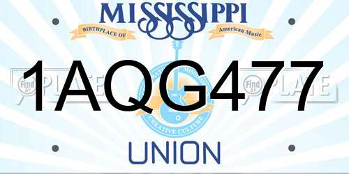 1AQG477 Mississippi License Plate
