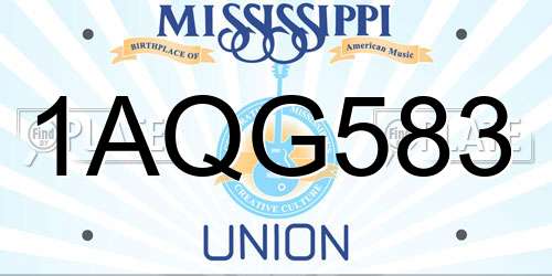 1AQG583 Mississippi License Plate