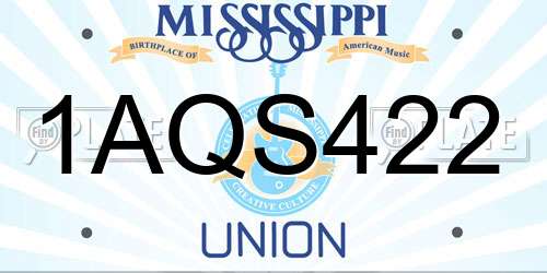 1AQS422 Mississippi License Plate