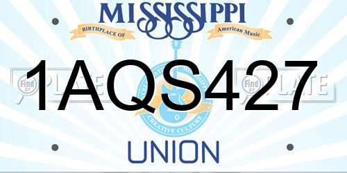 1AQS427 Mississippi License Plate