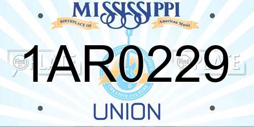 1AR0229 Mississippi License Plate