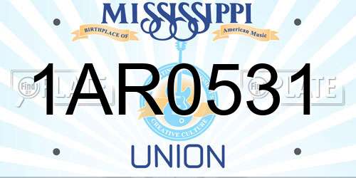 1AR0531 Mississippi License Plate