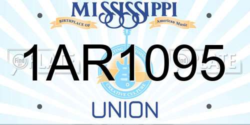 1AR1095 Mississippi License Plate
