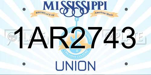 1AR2743 Mississippi License Plate