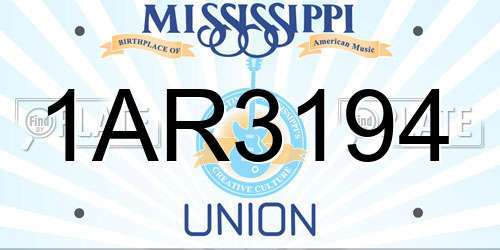 1AR3194 Mississippi License Plate