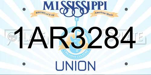 1AR3284 Mississippi License Plate