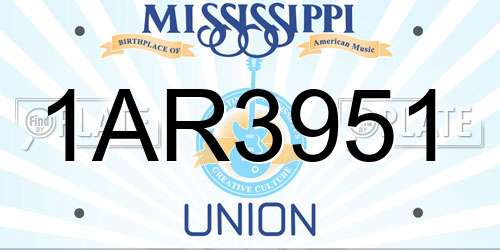 1AR3951 Mississippi License Plate