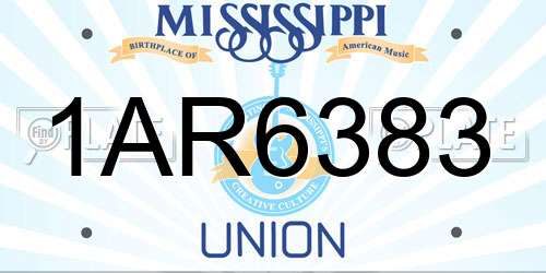 1AR6383 Mississippi License Plate