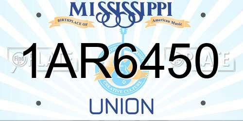 1AR6450 Mississippi License Plate