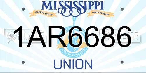 1AR6686 Mississippi License Plate