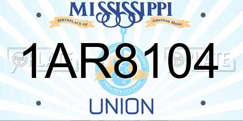 1AR8104 Mississippi License Plate