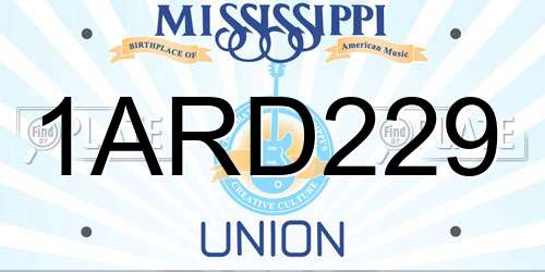 1ARD229 Mississippi License Plate
