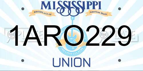 1ARO229 Mississippi License Plate