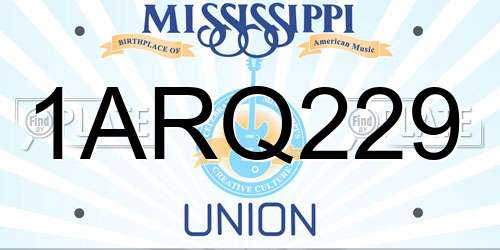 1ARQ229 Mississippi License Plate