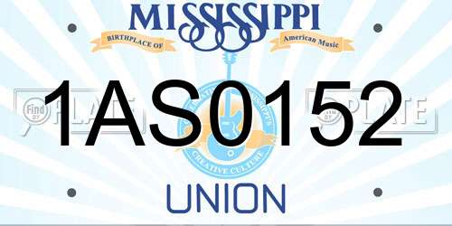 1AS0152 Mississippi License Plate