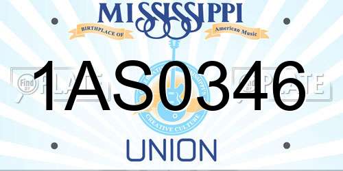 1AS0346 Mississippi License Plate