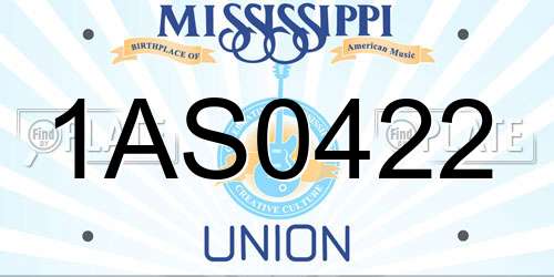 1AS0422 Mississippi License Plate