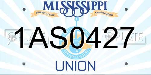 1AS0427 Mississippi License Plate