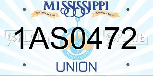 1AS0472 Mississippi License Plate
