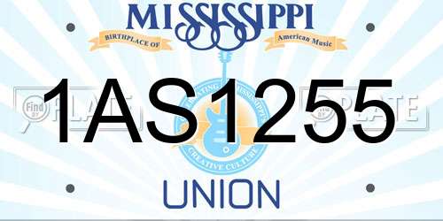1AS1255 Mississippi License Plate