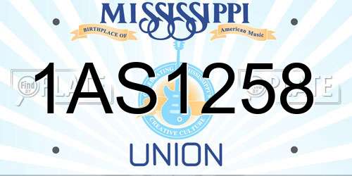 1AS1258 Mississippi License Plate