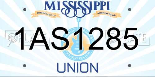 1AS1285 Mississippi License Plate