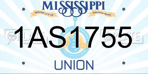 1AS1755 Mississippi License Plate