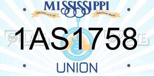 1AS1758 Mississippi License Plate