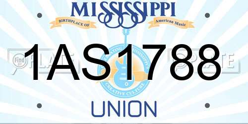 1AS1788 Mississippi License Plate