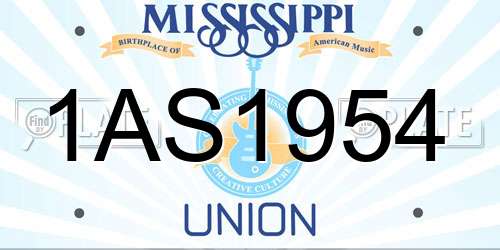1AS1954 Mississippi License Plate