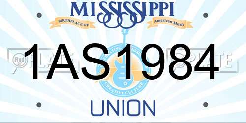 1AS1984 Mississippi License Plate