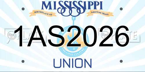 1AS2026 Mississippi License Plate