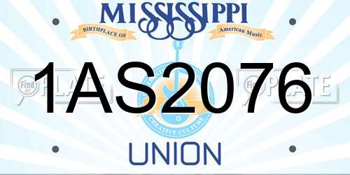 1AS2076 Mississippi License Plate