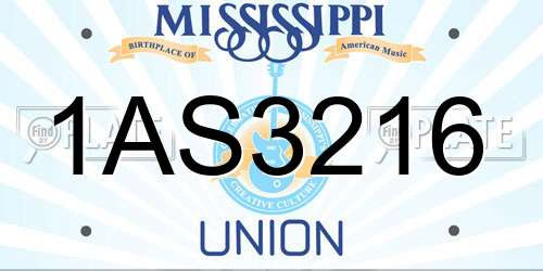 1AS3216 Mississippi License Plate
