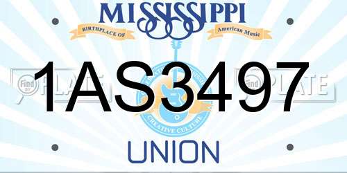 1AS3497 Mississippi License Plate