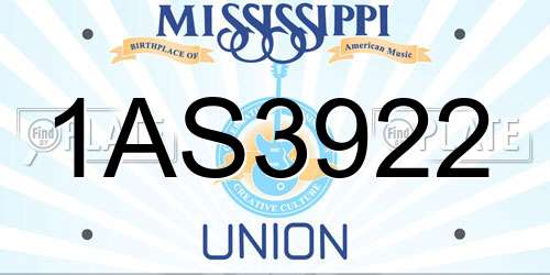 1AS3922 Mississippi License Plate