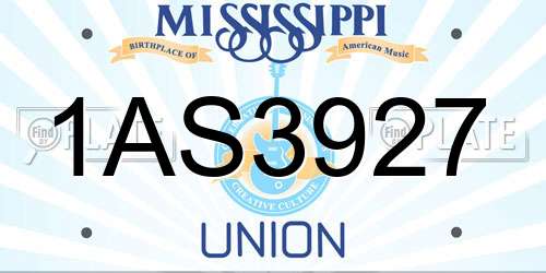 1AS3927 Mississippi License Plate
