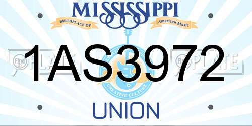 1AS3972 Mississippi License Plate