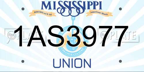 1AS3977 Mississippi License Plate