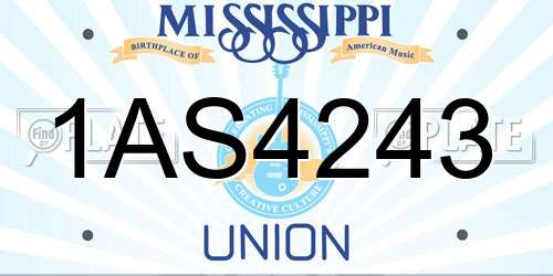 1AS4243 Mississippi License Plate