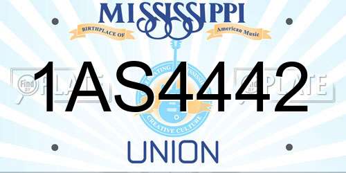 1AS4442 Mississippi License Plate